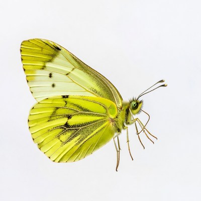 Yellow Butterfly on White Background