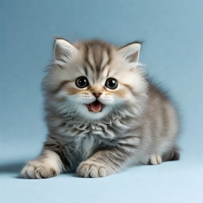 Cute British Shorthair kitten yawning