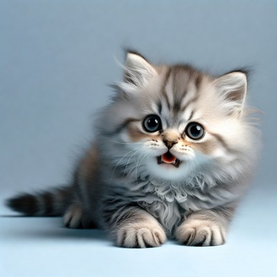 Cute fluffy kitten with big eyes