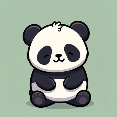 Cute cartoon panda sitting