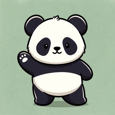 Cute cartoon panda waving