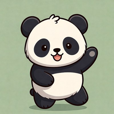Cute cartoon panda waving