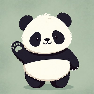 Cute cartoon panda waving