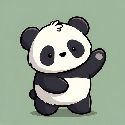 Cute cartoon panda waving