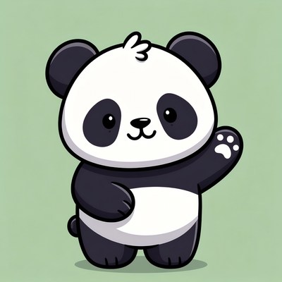 Cute cartoon panda waving
