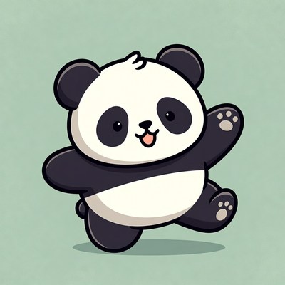Cute cartoon panda waving