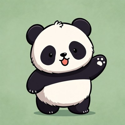 Cute cartoon panda waving