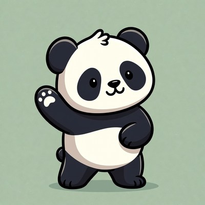 Cute cartoon panda waving