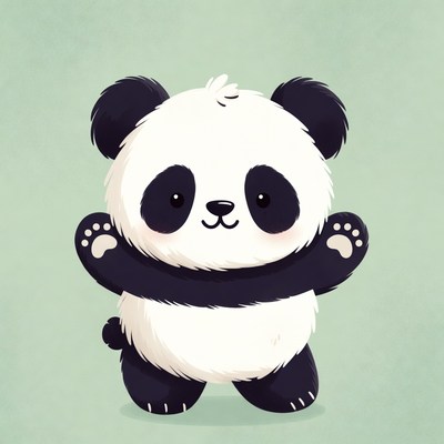 Cute panda raising arms illustration