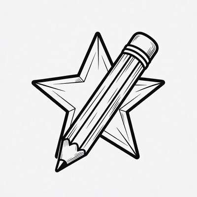Pencil on Star Illustration