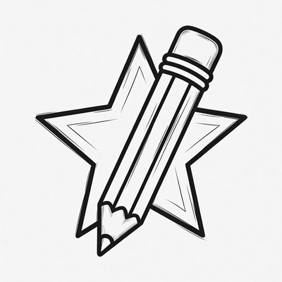 Pencil on Star Clipart