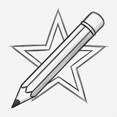 Pencil Over Star Illustration