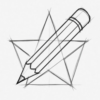 Pencil over Star Illustration