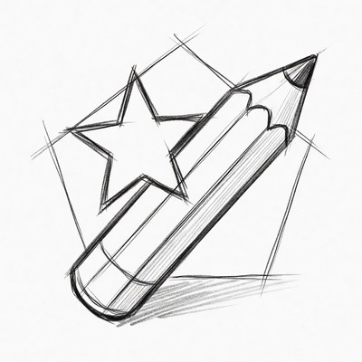 Pencil and Star Sketch
