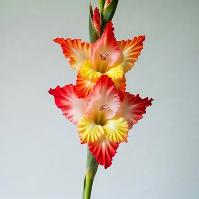 Vibrant Red Yellow Gladiolus Flowers