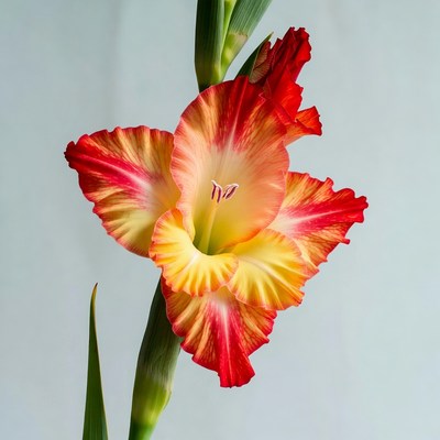 Vibrant Red Gladiolus Flower Bloom
