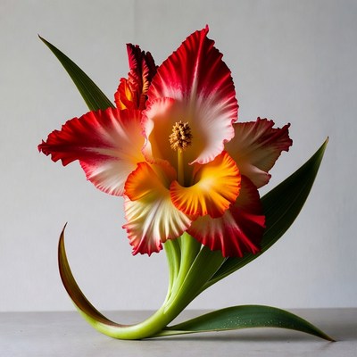 Vibrant Red White Orange Clivia Flower