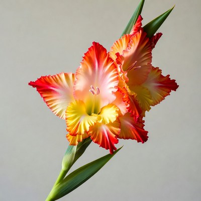 Vibrant Red Yellow Gladiolus Flower