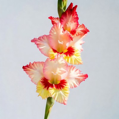 Pink Gladiolus Flower on White Background