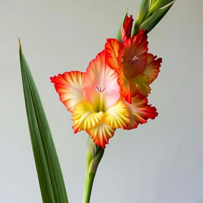 Vibrant Red Yellow Gladiolus Flower