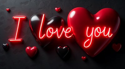 Neon I Love You with Hearts