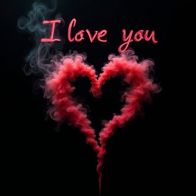 I Love You in Red Smoke Heart