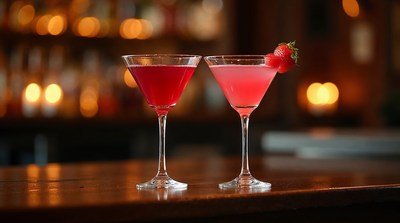 Red and Pink Cocktails with Strawberry