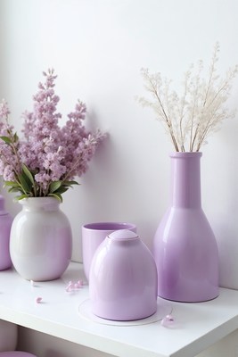 Purple Lilac Flowers in Vases