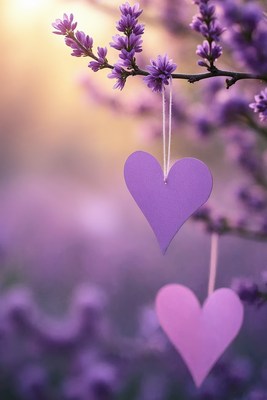 Purple Lavender Hearts Hanging