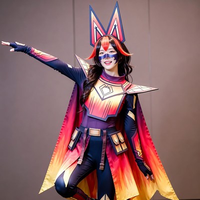 Cosplay woman in fox ears armor