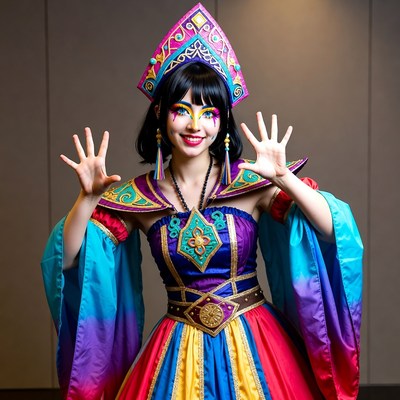 Woman in colorful fantasy cosplay