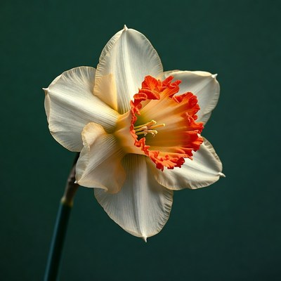 White Daffodil with Orange Center