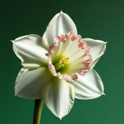 White Daffodil Flower on Green Background