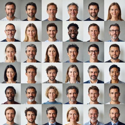Diverse Group Headshots Grid