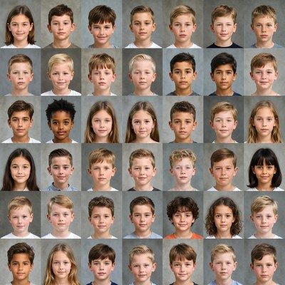 Diverse Children School Class Photos