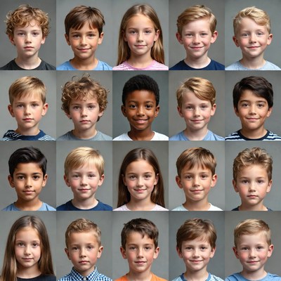 Diverse Children Headshots Grid
