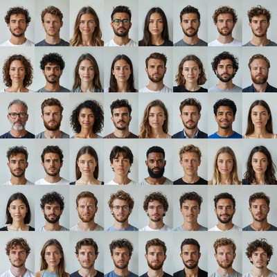 Diverse Group Headshots Grid