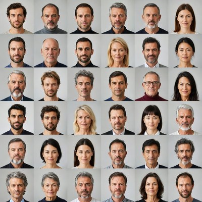 Diverse Group Headshots Grid