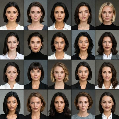 Grid of Diverse Young Women Portraits