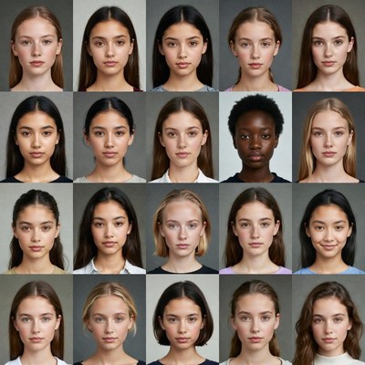 Diverse Young Women Headshots Grid