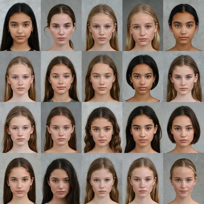 Grid of Diverse Young Women Portraits