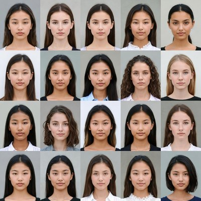 Grid of Young Asian Women Portraits