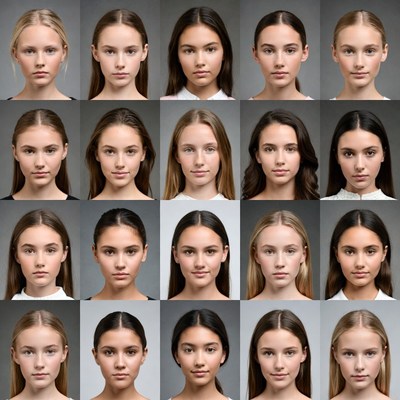 Grid of Young Women's Portraits