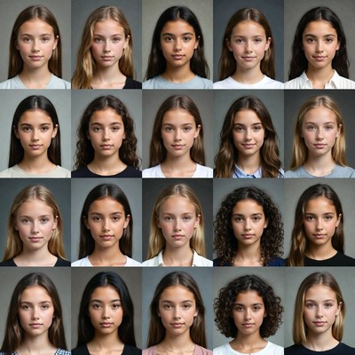 Grid of Diverse Young Women Portraits