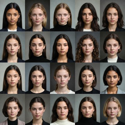 Grid of Diverse Young Women Portraits