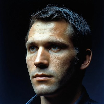 Man with short hair close-up portrait