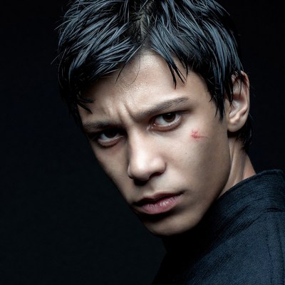 Intense Asian man close-up portrait