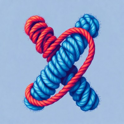 Red and Blue Rope X Illustration