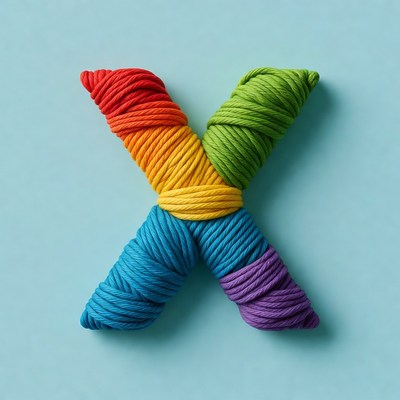 Rainbow Yarn Letter X
