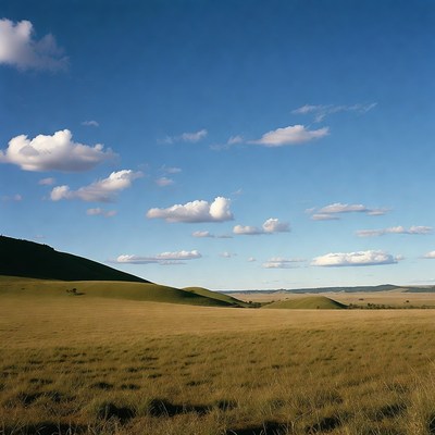 Green Hills in Golden Grassland